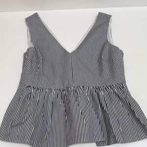 J Crew Always Striped V-Neck Peplum Top